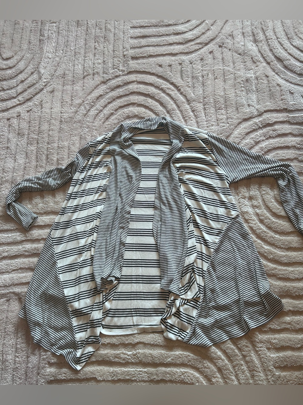 Black and White Striped Lightweight Cardigan